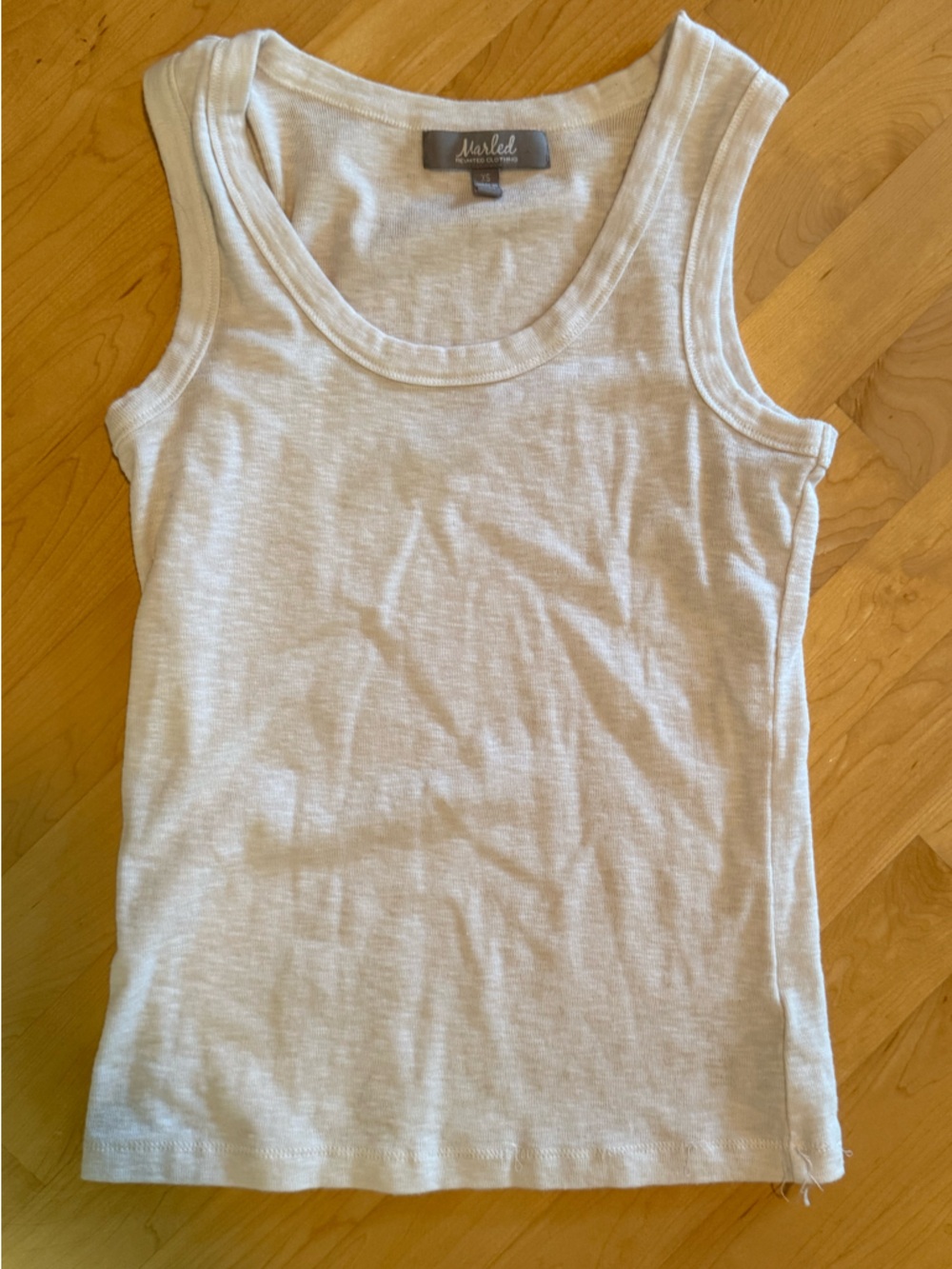Marled white cotton Tank Top
